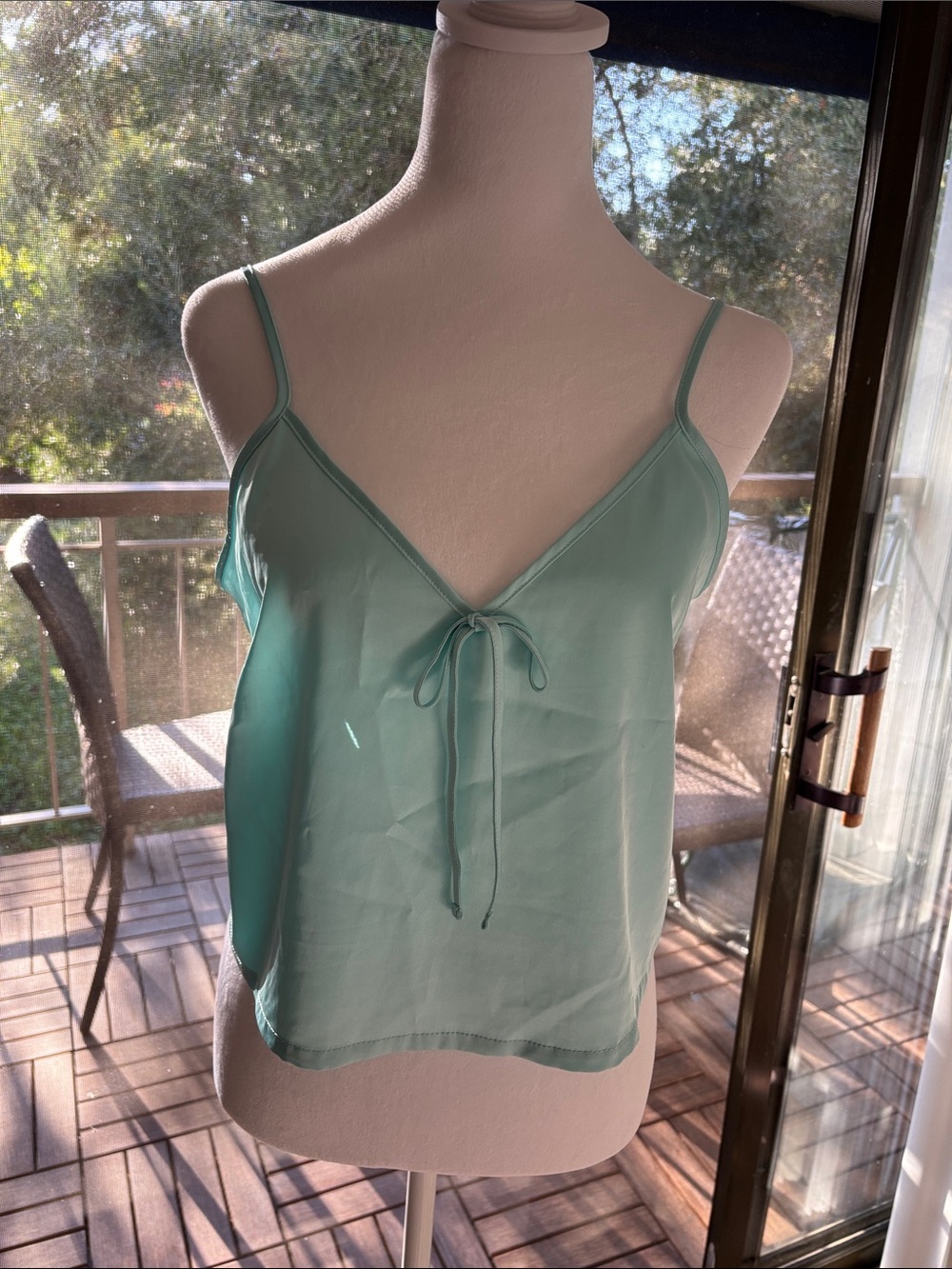 Colsie Mint Green Spaghetti Strap Tie-Front Cami